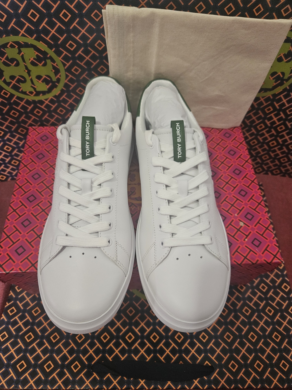 Tory Burch Double T Howell Court Sneaker White Argula Size 9 - Picture 3 of 8